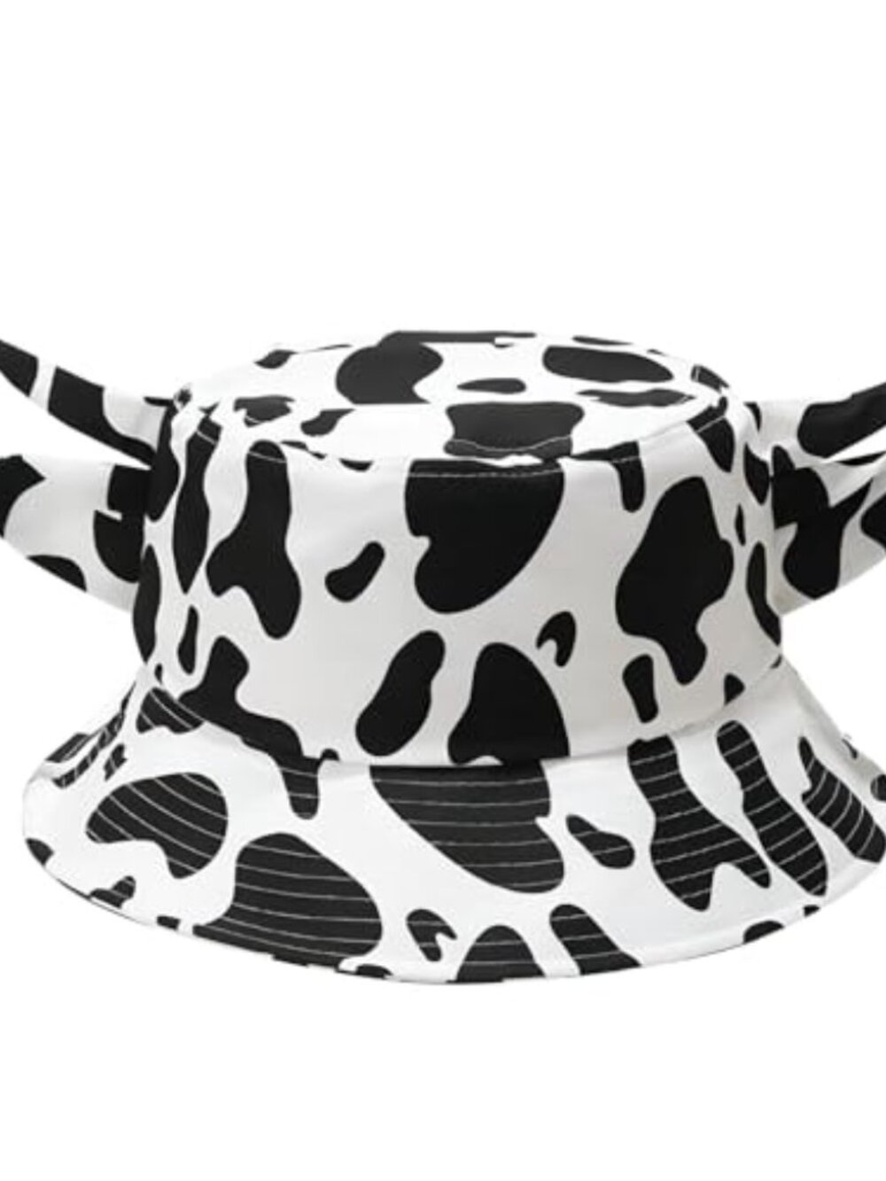 Cow Print Bucket Hat with‎ Cute Horn Ears Cow Print Summer Beach Sun Hat